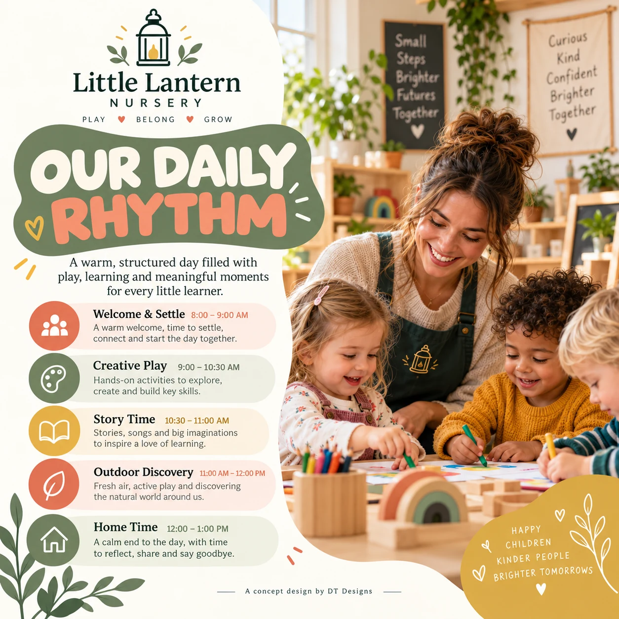 Little Lantern Nursery sample parent information daily routine graphic